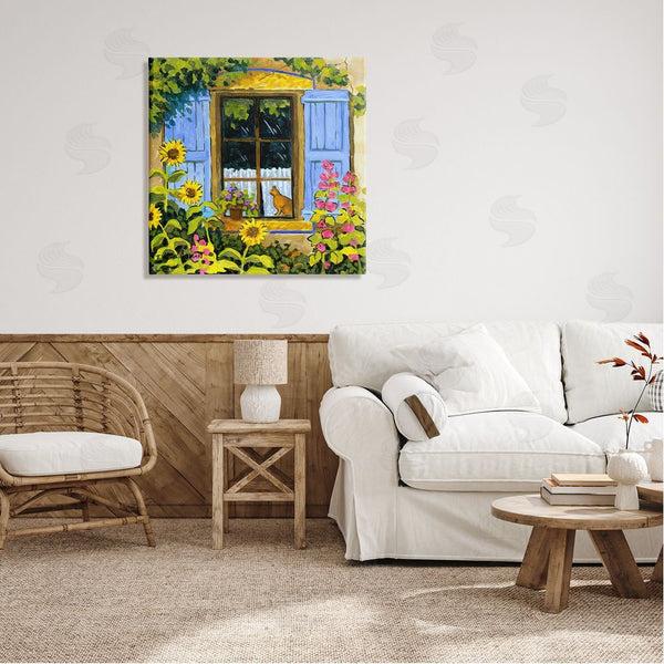 Stupell Industries Robin Altman | Cat In Garden Window Wall Art