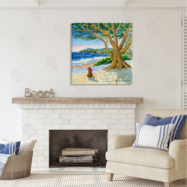 Stupell Industries Robin Altman | Dog On Beach Painting Wall Art