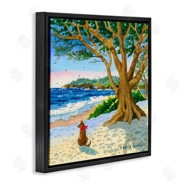 Stupell Industries Robin Altman | Dog On Beach Painting Wall Art