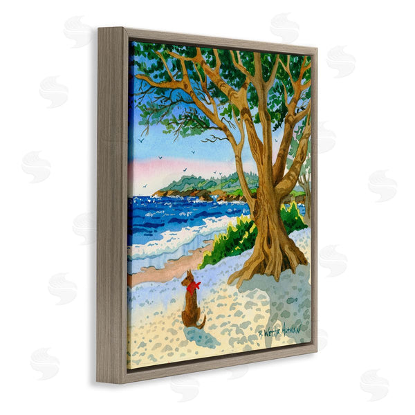 Stupell Industries Robin Altman | Dog On Beach Painting Wall Art