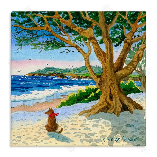 stupell industries Robin Altman | Dog On Beach Painting Wall Art