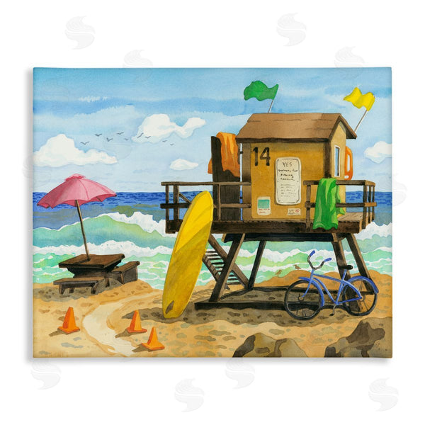 stupell industries Robin Altman | Lifeguard Hut on Beach Wall Art