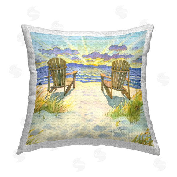 Stupell Industries Robin Altman | Nice Beach Sunrise Landscape Printed Throw Pillow