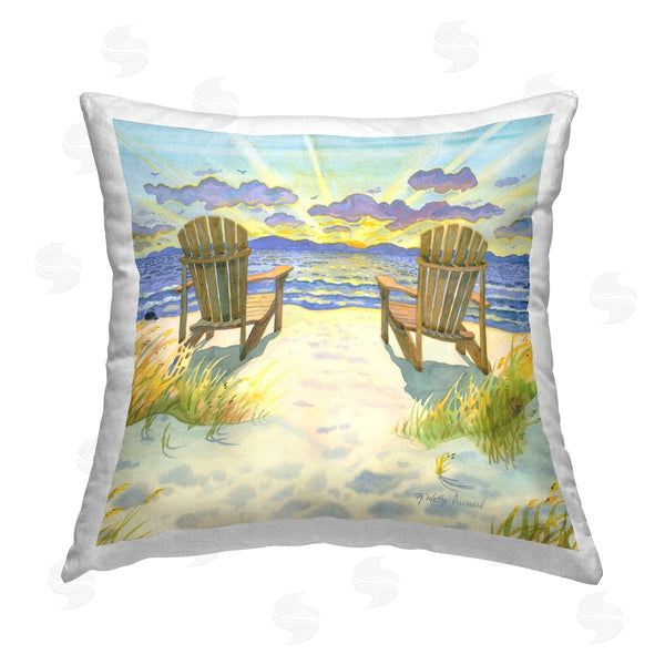 stupell industries Robin Altman | Nice Beach Sunrise Landscape Printed Throw Pillow