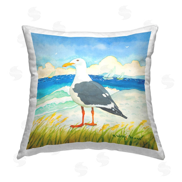 stupell industries Robin Altman | Seagull on Summer Shore Printed Throw Pillow