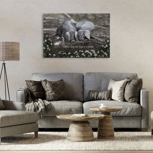 Stupell Industries Robin-Lee Viera | Happier Than Two Pigs In Puddle Wall Art