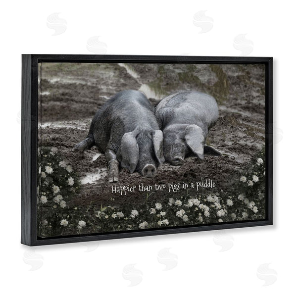 Stupell Industries Robin-Lee Viera | Happier Than Two Pigs In Puddle Wall Art