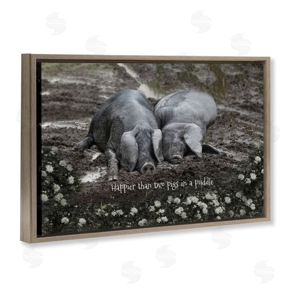 Stupell Industries Robin-Lee Viera | Happier Than Two Pigs In Puddle Wall Art
