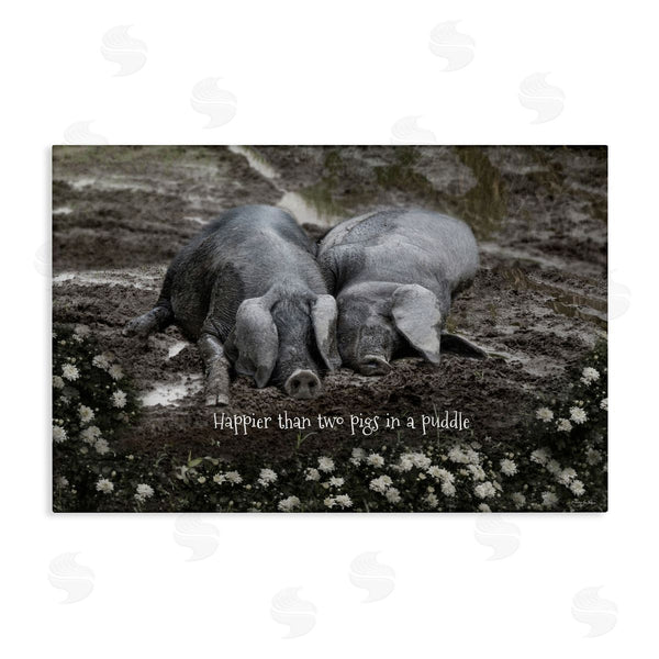 stupell industries Robin-Lee Viera | Happier Than Two Pigs In Puddle Wall Art