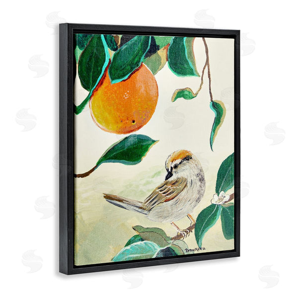 Stupell Industries Robin Maria | Bird Perched Orange Fruit Tree Branch Leaves Wall Art