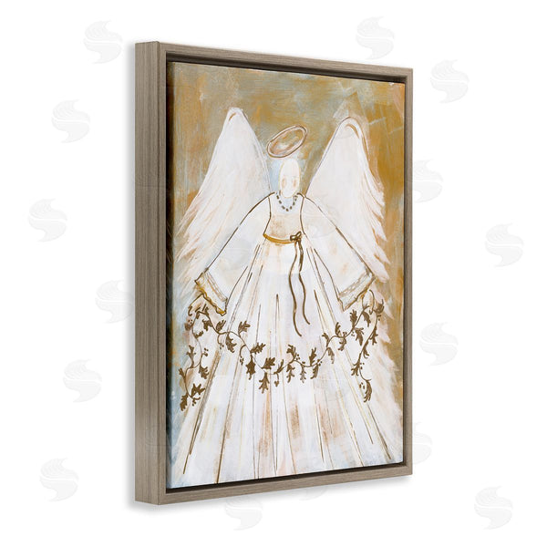 Stupell Industries Robin Maria | Divine Angel Holding Winter Holy Vine Gold White Wall Art