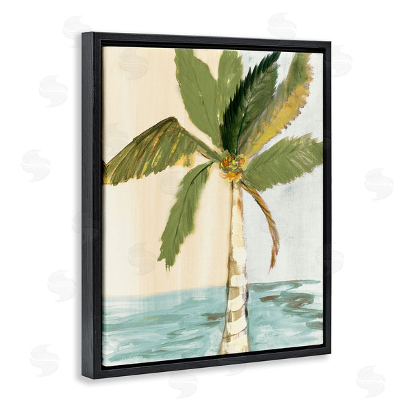 Stupell Industries Robin Maria | Green Palm Tree Leaves Coconuts Oceanfront Beach Wall Art