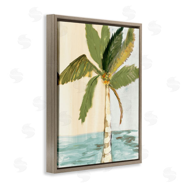 Stupell Industries Robin Maria | Green Palm Tree Leaves Coconuts Oceanfront Beach Wall Art