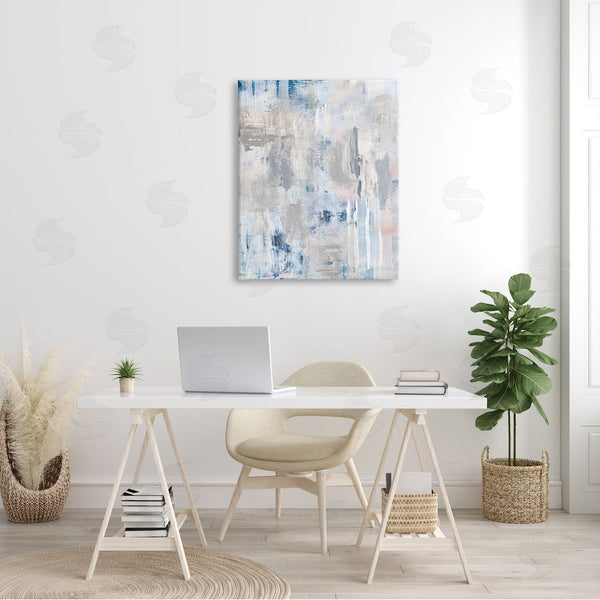 Stupell Industries Robin Maria | Modern Abstract Cascading Painting Blue Pink Grey Composition Wall Art