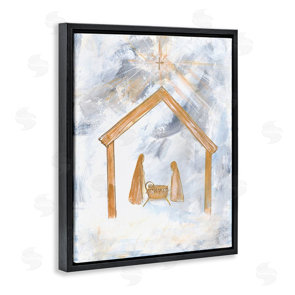 Stupell Industries Robin Maria | Nativity Baby In Manger Christmas Scene Sky Cross Wall Art