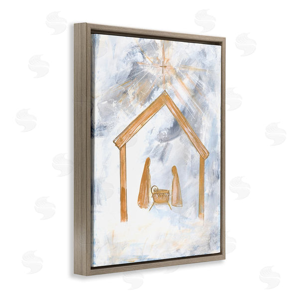 Stupell Industries Robin Maria | Nativity Baby In Manger Christmas Scene Sky Cross Wall Art