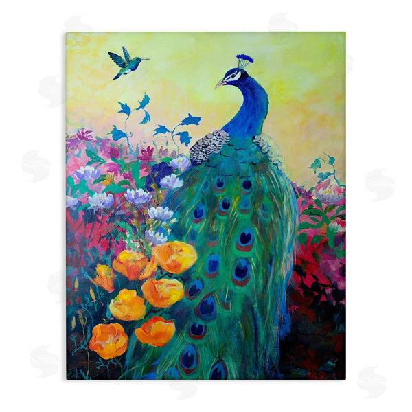 stupell industries Robin Maria | Peacock & Garden Flowers Wall Art