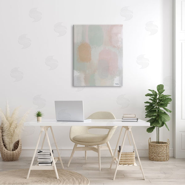 Stupell Industries Robin Maria | Soft Pastel Abstract Painting Tranquil Pink Green Shapes Wall Art
