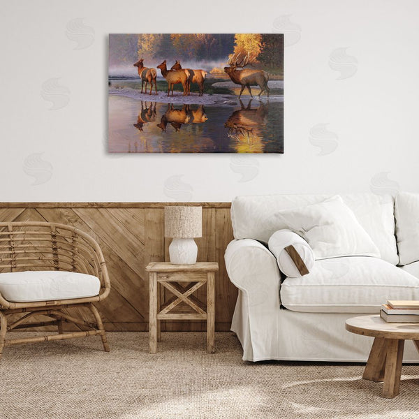 Stupell Industries Rod Lawrence | Distant Challenge Elk Family Wall Art