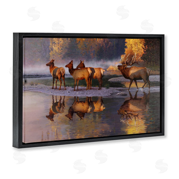 Stupell Industries Rod Lawrence | Distant Challenge Elk Family Wall Art