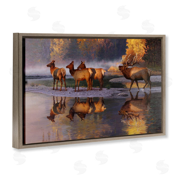 Stupell Industries Rod Lawrence | Distant Challenge Elk Family Wall Art