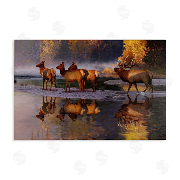 stupell industries Rod Lawrence | Distant Challenge Elk Family Wall Art
