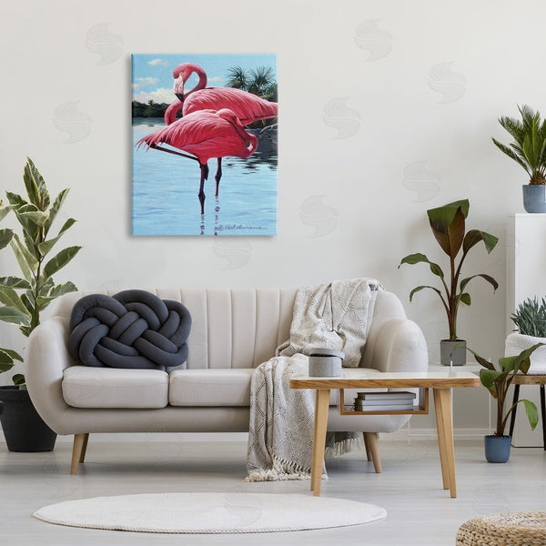 Stupell Industries Rod Lawrence | Flamingos Balancing On Shore Wall Art