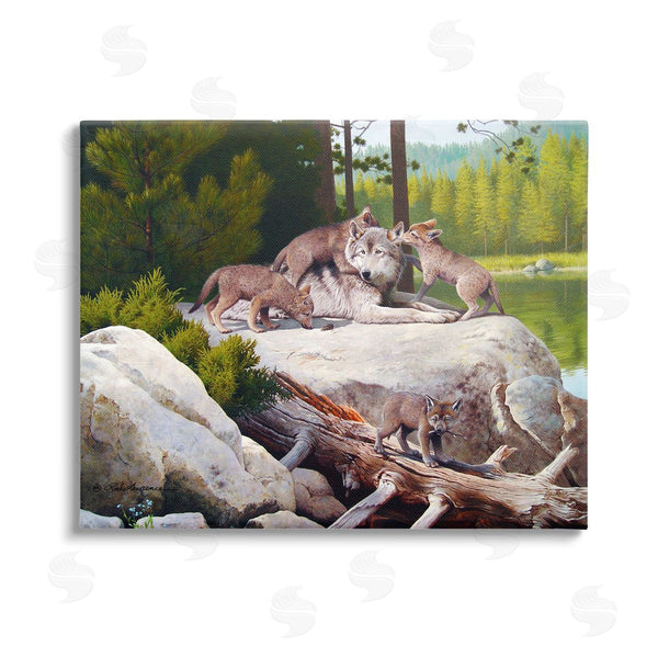 stupell industries Rod Lawrence | Wolf & Cubs in Nature Wall Art