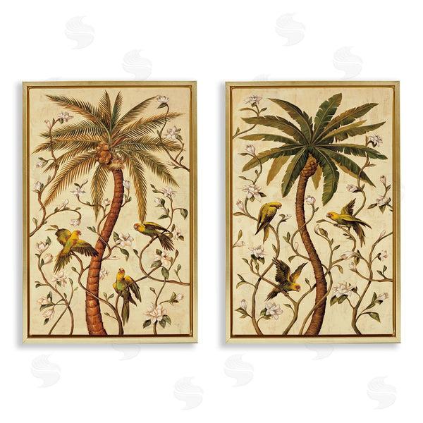 Stupell Industries Rodolfo Jimenez | Parrots & Curving Palm Trees