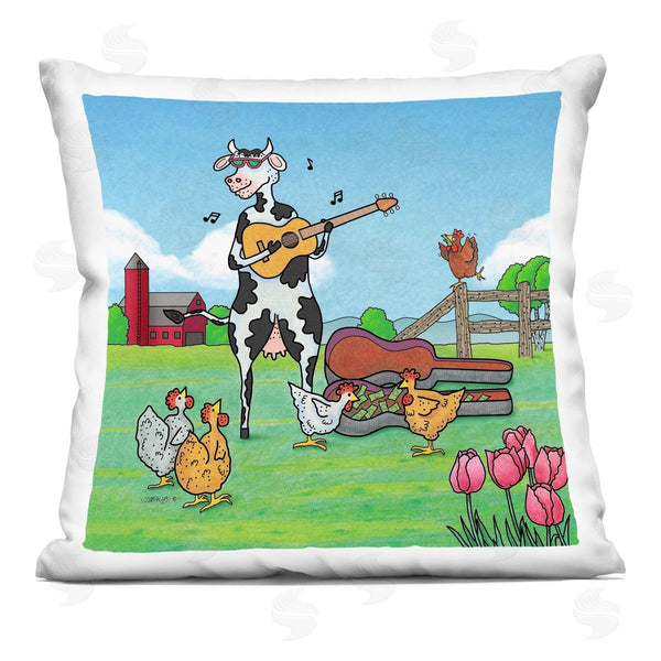 stupell industries Roger Straub | Busking Cow with Audience Printed Throw Pillow