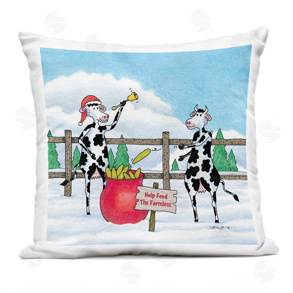 Stupell Industries Roger Straub | Feed The Farmless Funny Cows Printed Throw Pillow