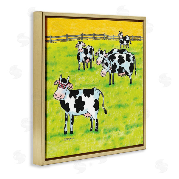 Stupell Industries Roger Straub | Funny Cow Herd With Specs