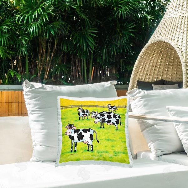 Stupell Industries Roger Straub | Funny Cow Herd With Specs Printed Throw Pillow