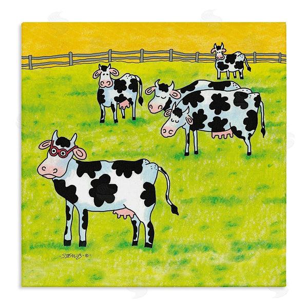 stupell industries Roger Straub | Funny Cow Herd with Specs