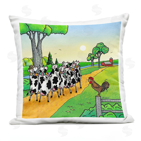 Stupell Industries Roger Straub | Funny Cows Come Home Printed Throw Pillow