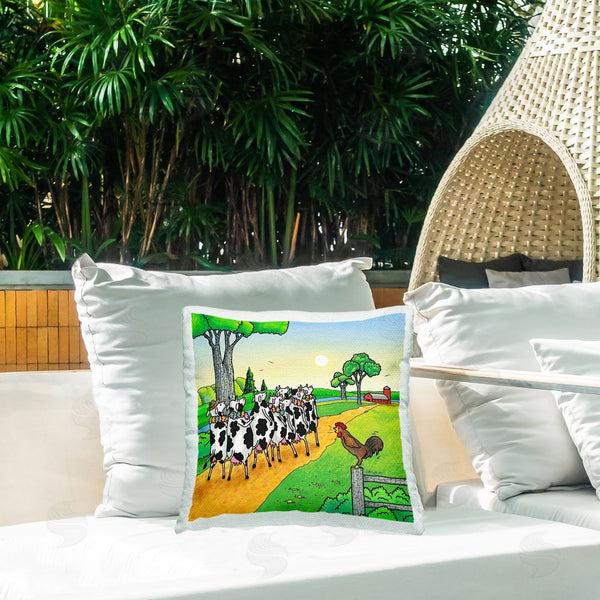 Stupell Industries Roger Straub | Funny Cows Come Home Printed Throw Pillow