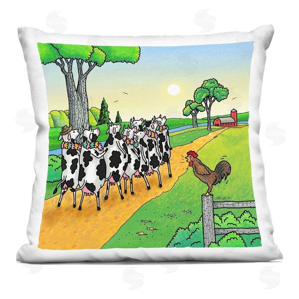 stupell industries Roger Straub | Funny Cows Come Home Printed Throw Pillow