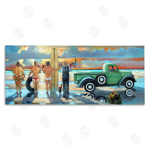 stupell industries Ronald West | Butler Serving Beach Girls Scene Wall Art