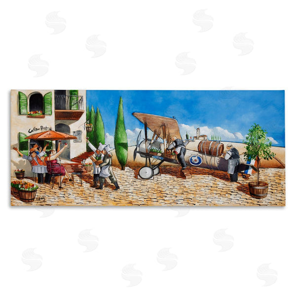 stupell industries Ronald West | Café and Airplane Scene Wall Art