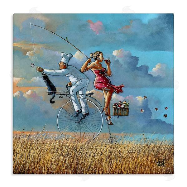 stupell industries Ronald West | Charming Lady & Chef Bicycle View