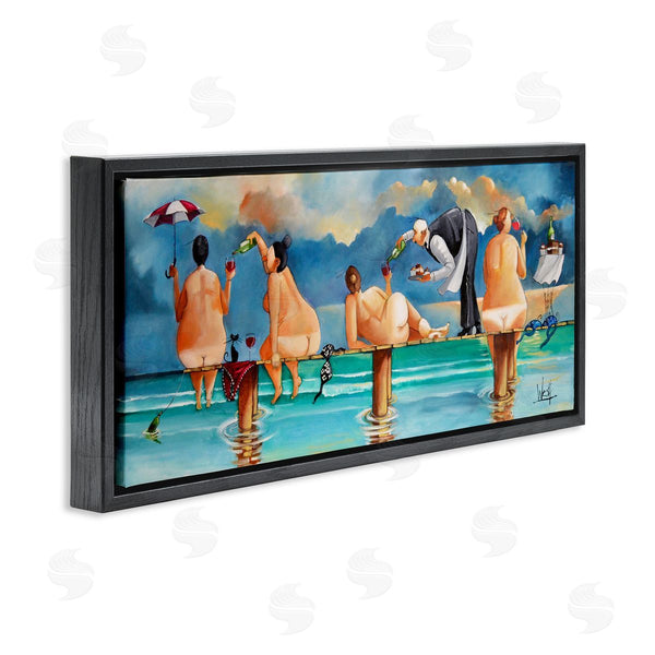 Stupell Industries Ronald West | Nude Ladies Fun At Beach Wall Art