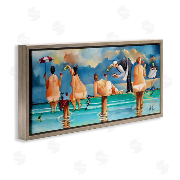 Stupell Industries Ronald West | Nude Ladies Fun At Beach Wall Art