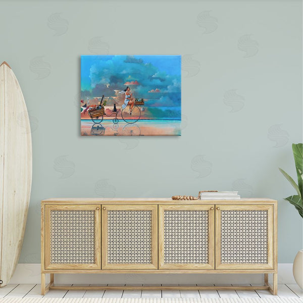 Stupell Industries Ronald West | Summer Beach Bike Ride Reflection Wall Art