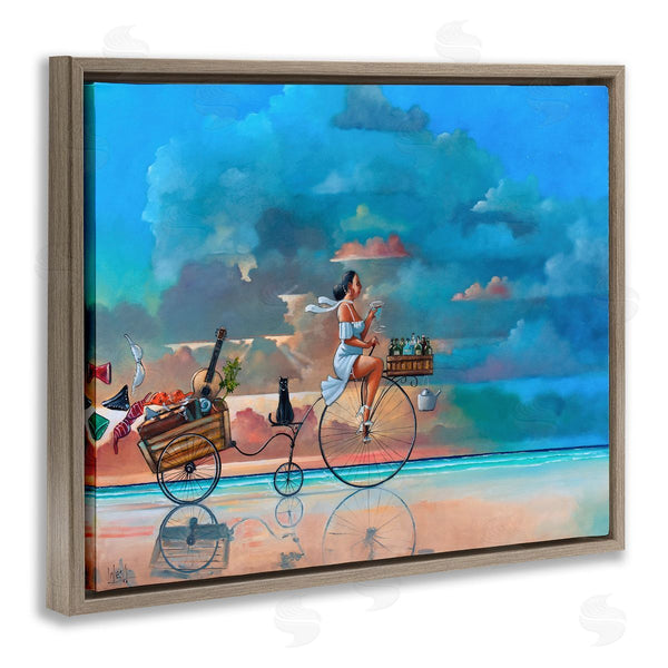 Stupell Industries Ronald West | Summer Beach Bike Ride Reflection Wall Art