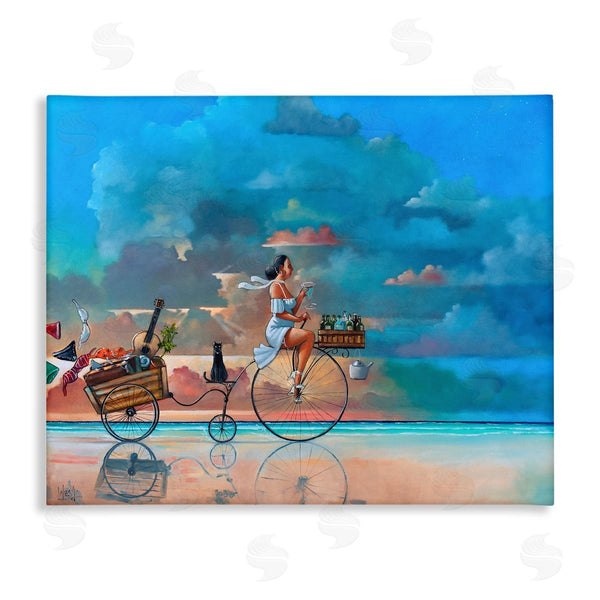 stupell industries Ronald West | Summer Beach Bike Ride Reflection Wall Art