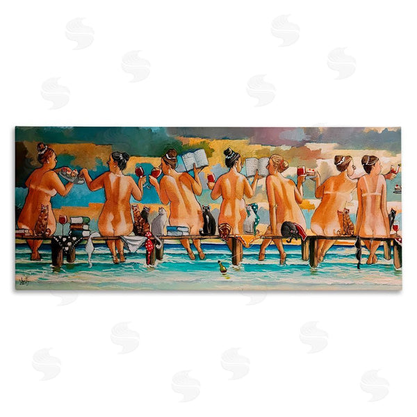 stupell industries Ronald West | Wine Books And Cats Jetty Wall Art