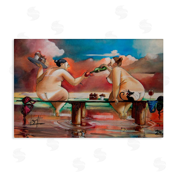 stupell industries Ronald West | Wine & Cake On The Jetty Wall Art