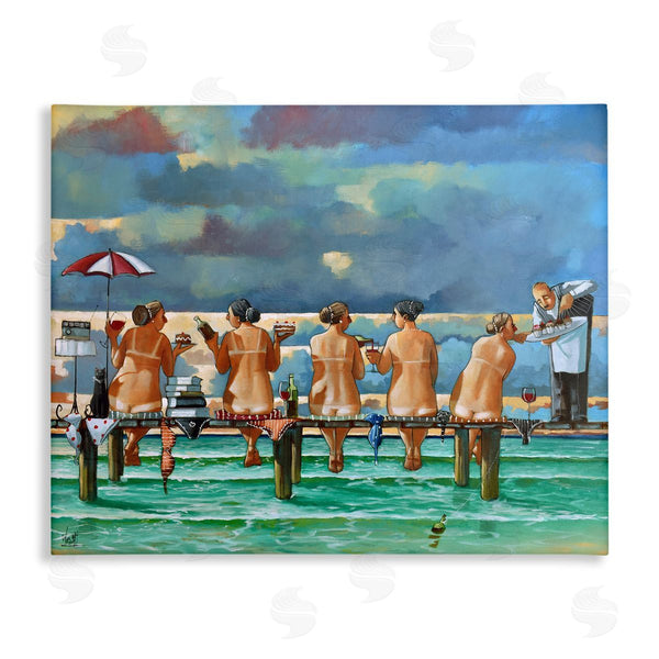 stupell industries Ronald West | Women on Dock with Tan Lines