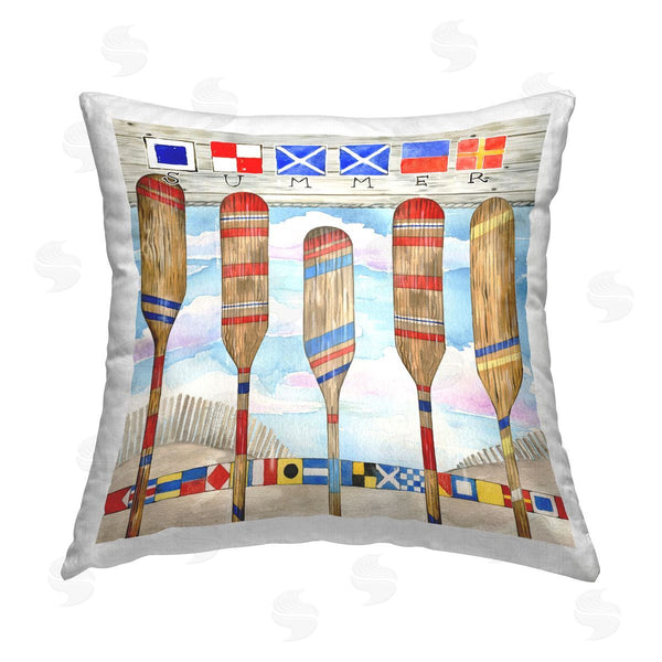 stupell industries Ronnie Rooney | Maritime Summer Paddles Printed Throw Pillow
