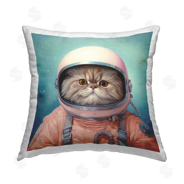 Stupell Industries Roozbeh | Astronaut Cat On Blue Printed Throw Pillow